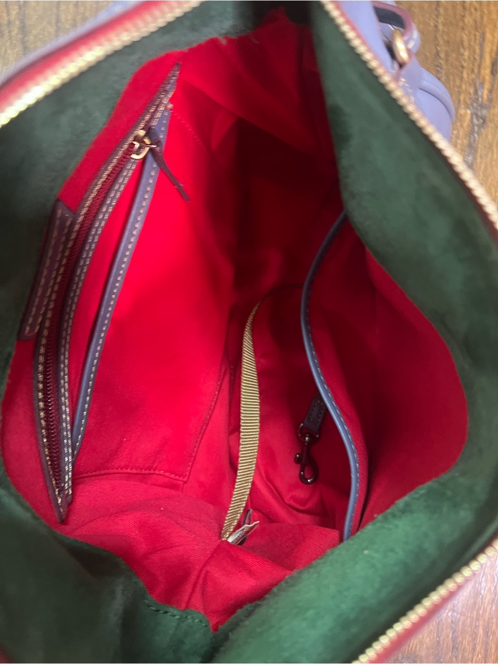 Dooney & Bourke Burgundy Nylon Shoulder Bag with Tan Leather Trim - Picture 11 of 13